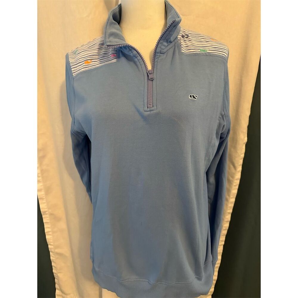 Vineyard Vines Women's Blue 1/4 Zip Pullover Sweater Medium